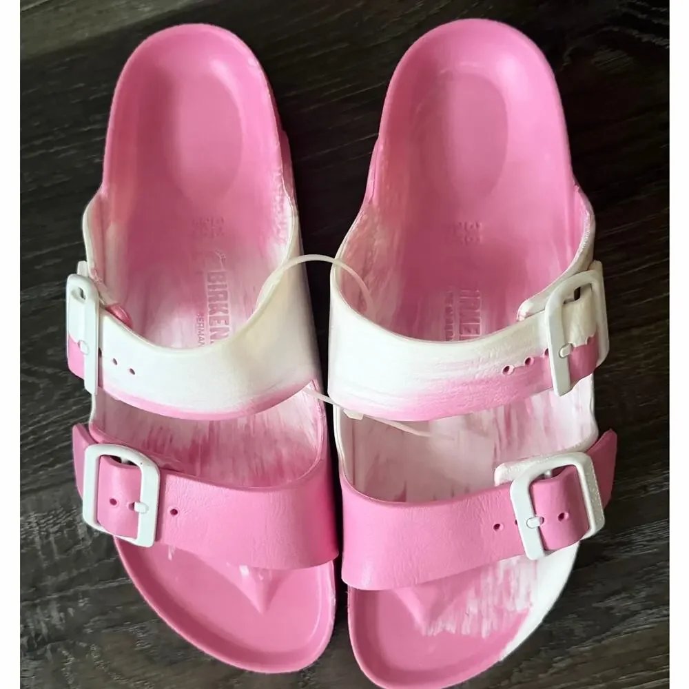 Birkenstock Arizona EVA Sandals Multi Candy Pink White Swirl Women’s 7 NWOT